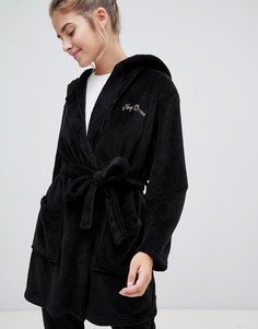 Черный халат с надписью "nap queen" Brave Soul
