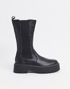 Черные кожаные ботинки до икр Steve Madden Vivianne-Черный
