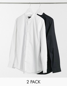 Набор из 2 приталенных классических рубашек с воротником-стойкой French Connection-Черный