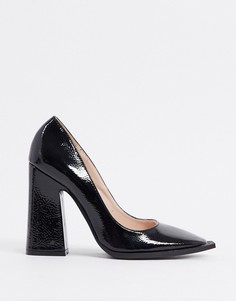 Черные туфли на блочном каблуке с броским квадратным носком RAID Daleyza-Черный