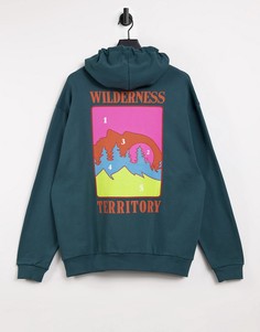 Oversized-худи с изображением гор на спине ASOS DESIGN-Зеленый цвет