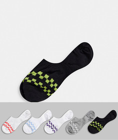Набор из 5 пар невидимых носков с шахматным узором ASOS DESIGN-Мульти