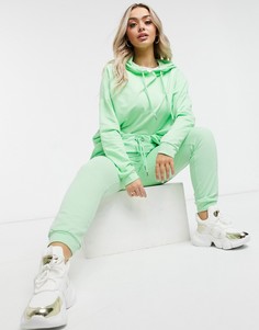 Зеленый спортивный костюм с худи и узкими джоггерами ASOS DESIGN-Зеленый цвет