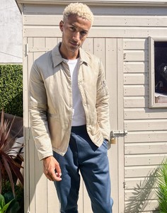 Светло-бежевая куртка-харрингтон с карманом MA1 и контрастной подкладкой ASOS DESIGN-Бежевый