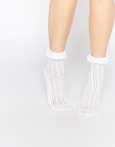 Кружевные носки с оборкой ASOS-Белый