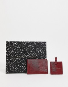 Обложка для паспорта и багажная бирка бордового цвета с принтом под кожу змеи French Connection-Красный