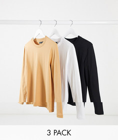 Облегающий лонгслив ASOS DESIGN - Комплект из 3 шт.-Мульти