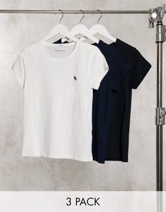 Набор из 3 разноцветных футболок с круглым вырезом Abercrombie & Fitch-Многоцветный