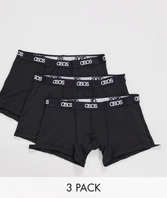 Набор из 3 черных боксеров-брифов из микрофибры ASOS DESIGN-Черный