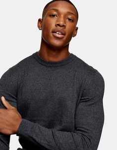 Угольный меланжевый джемпер из органического хлопка Topman-Серый
