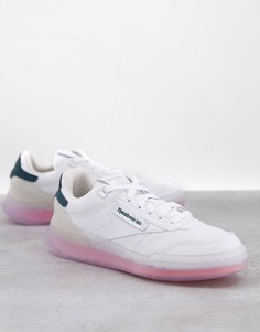 Белые кроссовки с подошвой кораллового цвета Reebok Club C Legacy-Белый