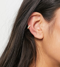 Кафф из позолоченного стерлингового серебра со стразами ASOS DESIGN-Золотистый