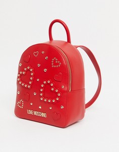 Красный рюкзак с рельефным рисунком Love Moschino