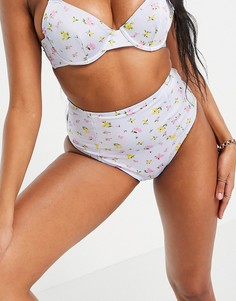 Трусы бикини с завышенной талией и цветочным принтом ASOS DESIGN из коллекции Fuller Bust-Многоцветный