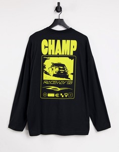 Черный oversized-лонгслив с принтом виде машины на спине ASOS DESIGN