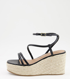 Черные сандалии на платформе ASOS DESIGN Wide Fit Tulip-Черный цвет