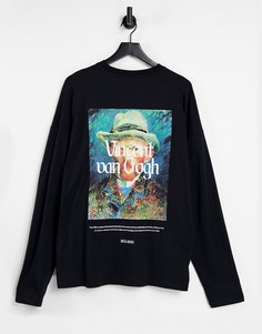 Черный oversized-лонгслив с принтом Ван Гога ASOS DESIGN