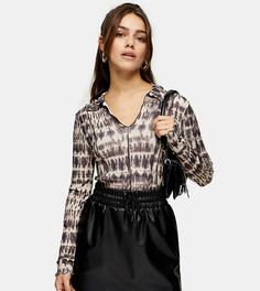 Мини-юбка из искусственной кожи со шнурком Tosphop Petite-Черный цвет