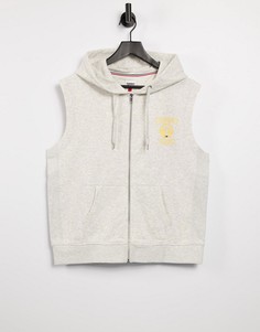 Худи серого цвета без рукавов с логотипом Tommy Jeans-Серый