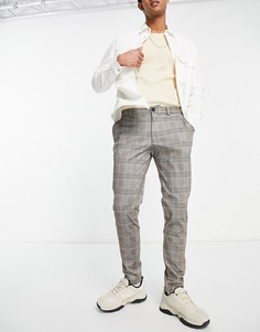 Серые брюки в клетку Jack & Jones Intelligence-Белый