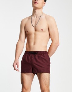 Бордовые короткие шорты для плавания ASOS DESIGN-Красный
