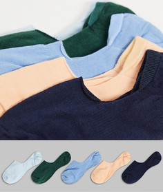 Набор из 5 пар разноцветных невидимых носков ASOS DESIGN-Многоцветный