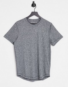Серая меланжевая футболка с асимметричным краем и логотипом Abercrombie & Fitch-Серый