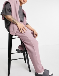Сиреневые oversized-джоггеры из трикотажа с вафельной фактурой от комплекта ASOS DESIGN-Розовый цвет