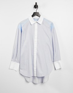 Рубашка в винтажном стиле в светло-голубую полоску ASOS DESIGN-Многоцветный