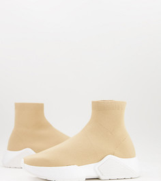 Бежевые кроссовки с эффектом носков для широкой стопы ASOS DESIGN Della-Нейтральный