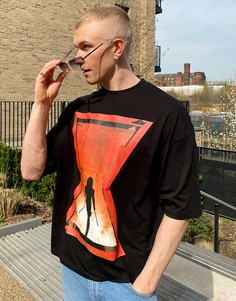 Черная футболка в стиле oversized с принтом "Black Widow" ASOS DESIGN Marvel-Черный цвет