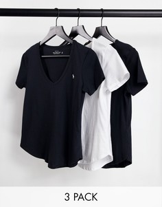 Набор из 3 футболок разных цветов с короткими рукавами и V-образным вырезом Abercrombie & Fitch-Многоцветный