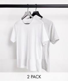 Набор из 2 футболок белого и серого цвета с логотипом Abercrombie & Fitch-Многоцветный