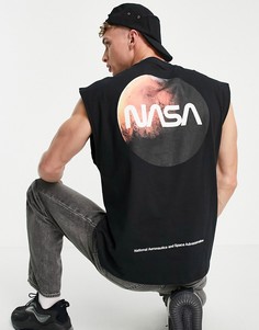 Черная майка с принтом планеты и надписью Nasa на спинке ASOS DESIGN-Черный