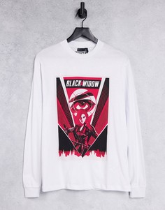 Белый лонгслив с принтом "Black Widow" ASOS DESIGN Marvel