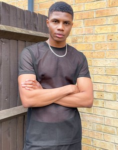 Черная сетчатая футболка ASOS DESIGN-Черный цвет