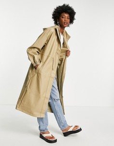 Бежевая свободная парка-пальто из искусственной кожи ASOS DESIGN-Черный цвет
