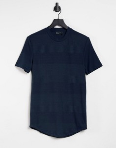 Темно-синяя облегающая футболка в комбинированный рубчик ASOS DESIGN-Темно-синий