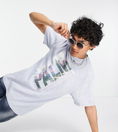Голубая футболка с принтом "Palm" Reclaimed Vintage Inspired-Голубой