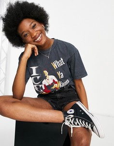Черная выбеленная футболка с принтом "Iced Tee" Topshop-Черный цвет