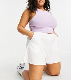 Белые шорты из ткани под лен ASOS DESIGN Curve-Белый
