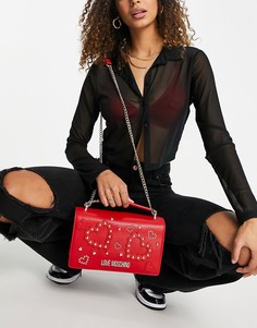 Красная сумка на плечо с тисненым дизайном Love Moschino-Красный