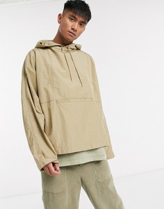 Светло-бежевая oversized-ветровка с капюшоном ASOS DESIGN-Нейтральный