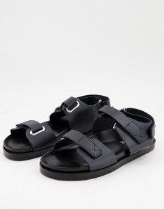 Черные кожаные сандалии в винтажном стиле Kaltur-Черный
