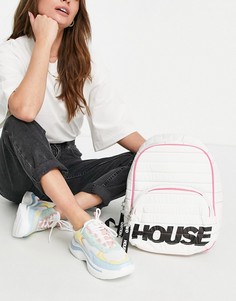 Белый рюкзак с радужной строчкой и логотипом House of Holland