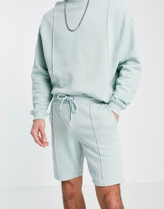 Серый спортивный костюм в стиле oversized из свитшота и суженных книзу шорт со швами ASOS DESIGN