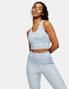 Многоцветный спортивный бюстгальтер с принтом Topshop Active-Коричневый цвет