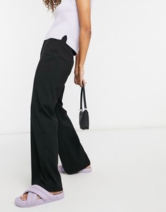 Черные свободные брюки с широкими штанинами в винтажном мужском стиле Bershka-Черный цвет