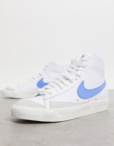 Бело-голубые кроссовки средней высоты Nike Blazer Mid 77-Белый