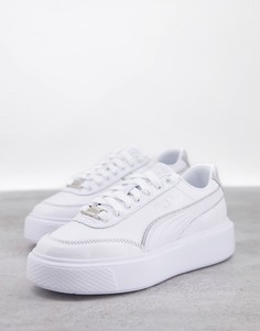 Белые кроссовки с серебристыми вставками Puma Oslo Maja-Серебристый